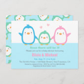 Cute Colourful Penguin Baby Shower Invitations (Front/Back)
