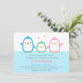 Cute Colourful Penguin Baby Shower Invitations (Standing Front)