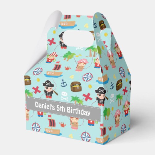 Cute Colourful Pirate Pattern Kids Birthday Party Favor Boxes