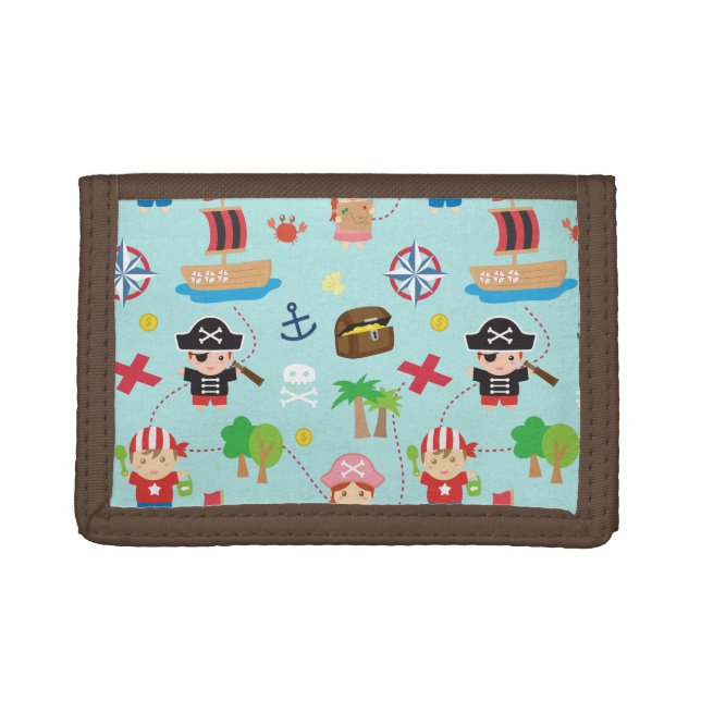 Cute Colourful Pirate Treasure Pattern For Kids Tri-fold Wallet (Front)