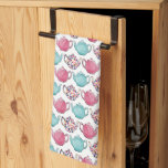 Cute colourful teapot design seamless pattern kitchen towel