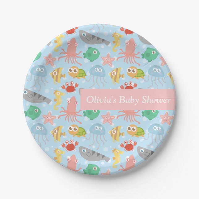 Cute Colourful Under the Sea Party Supplies Paper Plates (Front)
