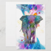 cute colourful watercolours splatters elephant (Front/Back)