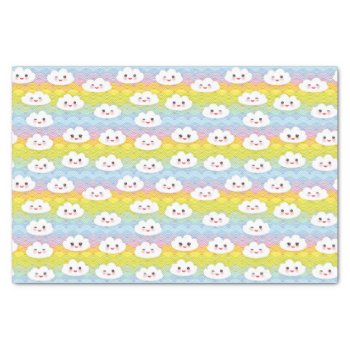 Cute Colourful Waves Kawaii Emoji Clouds Pattern Tissue Paper by KeikoPrints at Zazzle