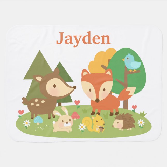 Cute Colourful Woodland Animal For Babies Baby Blanket (Horizontal)