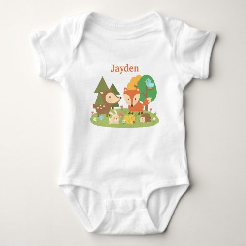 Cute Colourful Woodland Animal For Babies Baby Bodysuit