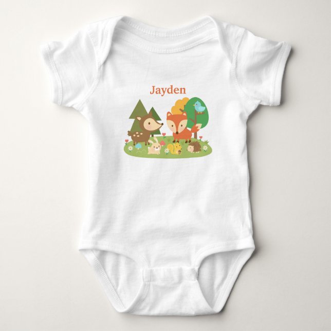 Cute Colourful Woodland Animal For Babies Baby Bodysuit (Front)