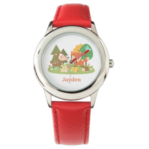 Cute Colourful Woodland Animal Kids Personalized Watch