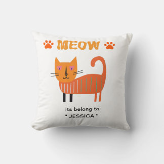 cute colourfull cat look great on THROW PILLOW
