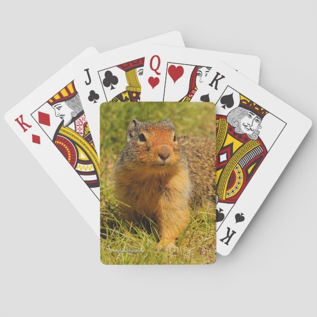 Cute Columbian Ground Squirrel in the Grass Poker Cards (Back)