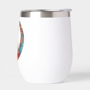 cute colurful cat design thermal wine tumbler