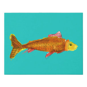 Cute comet goldfish pop art illustration faux canvas print