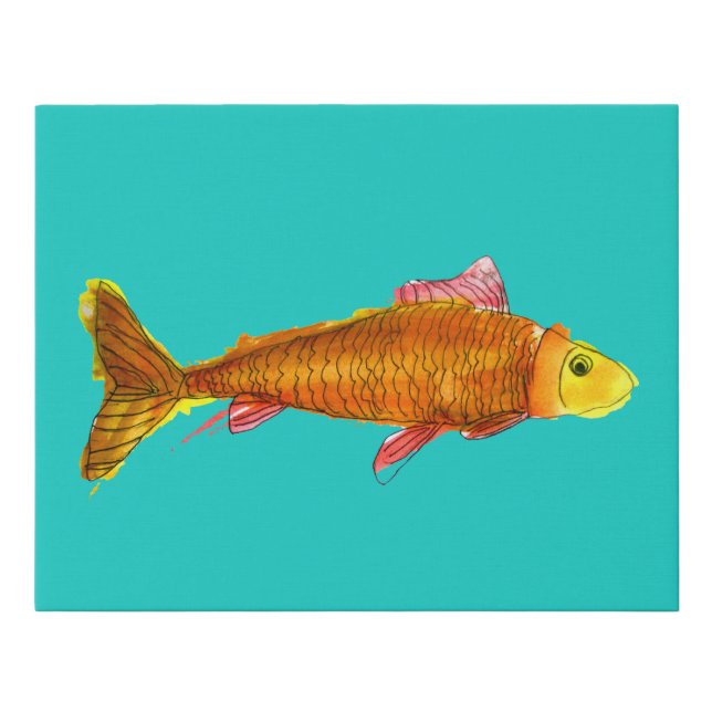 Cute comet goldfish pop art illustration faux canvas print (Front)