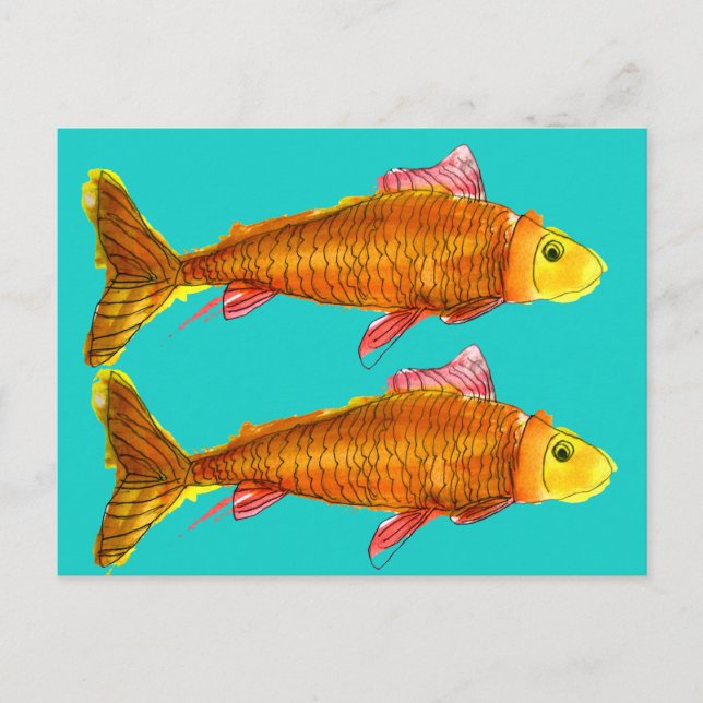 Cute comet goldfish pop art illustration postcard (Front)
