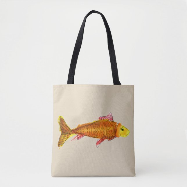Cute comet goldfish pop art illustration tote bag (Front)