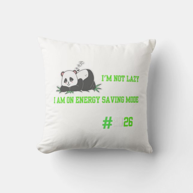 "Cute comfort sleepy panda trendy illustraton" Throw Pillow (Front)