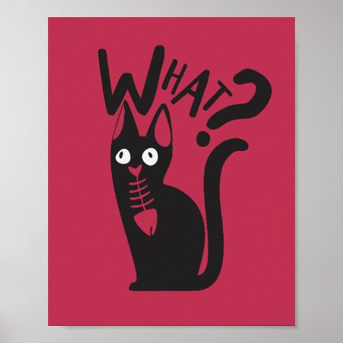 Cute Comic Black Cat Prank Magenta Cartoon Poster