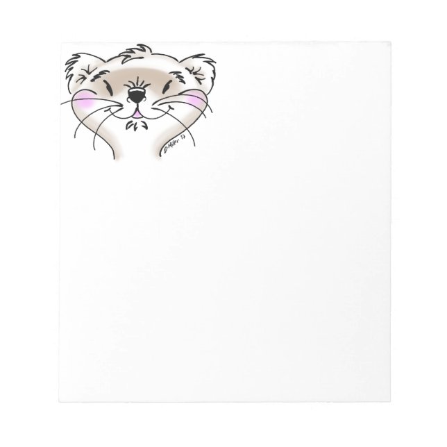 Cute Comic Ferret Face Notepad (Front)