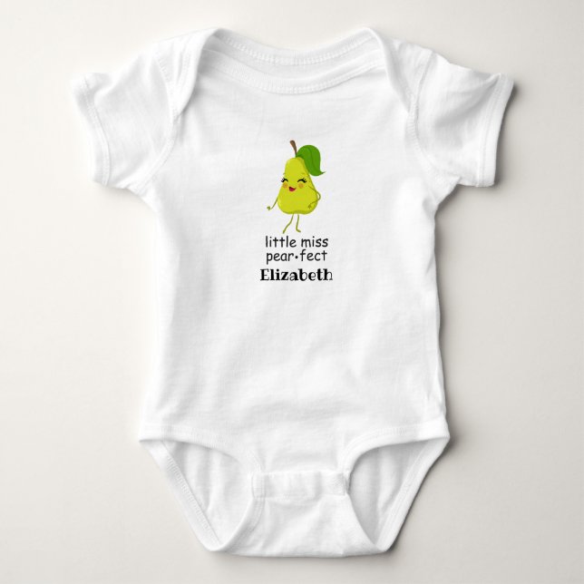 Cute Comic Little Miss Pearfect Girl Baby Bodysuit (Front)