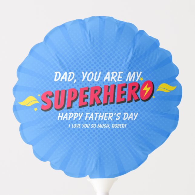 Cute Comic Superhero Fathers Day Balloon (Front)
