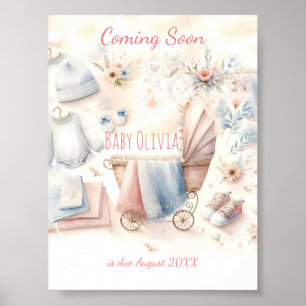 Cute coming soon announcement Invitation Poster