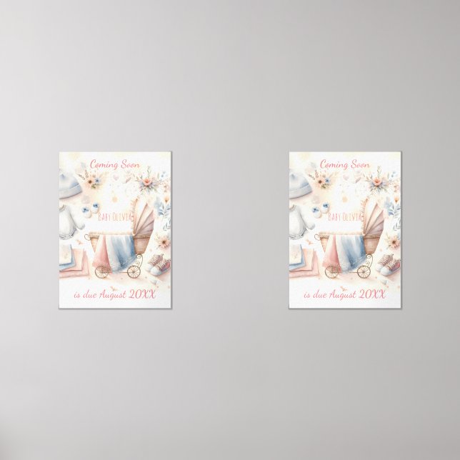 Cute coming soon announcement Invitation Wall Art Sets (Front)