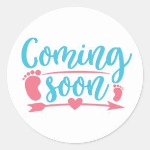 Cute coming soon word art Mother to be Classic Round Sticker