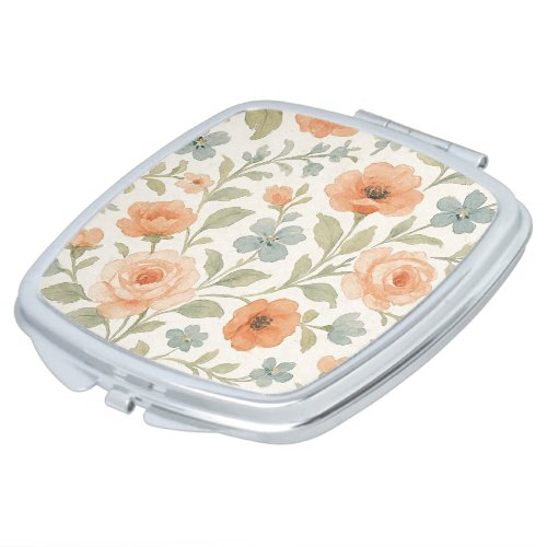 Cute Compact Mirror With Chic French Floral Art