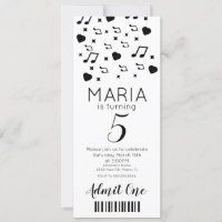 Cute Concert Music Ticket Style Party