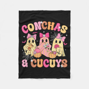 Cute Conchas and Cucuys Ghost Funny Mexican Fleece Blanket