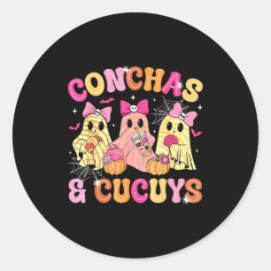 Cute Conchas And Cucuys Ghost Funny Mexican Hallow Classic Round Sticker