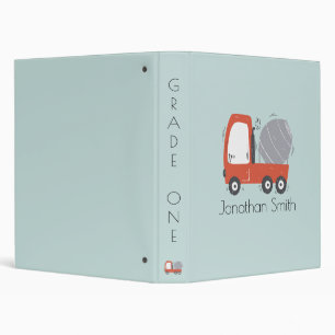 Cute Concrete Mixer Illustration Custom 3 Ring Binder