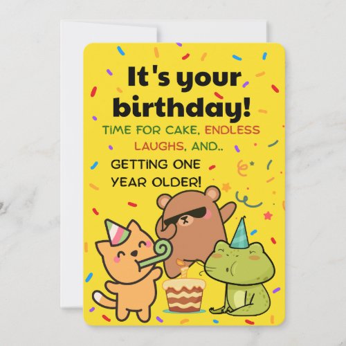 Cute Confetti Birthday Card for Friends and Family