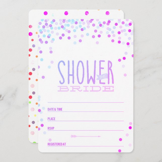 Cute Confetti Bridal Shower Invitation (Front/Back)