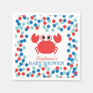 Cute Confetti Nautical Crab Baby Shower Napkin