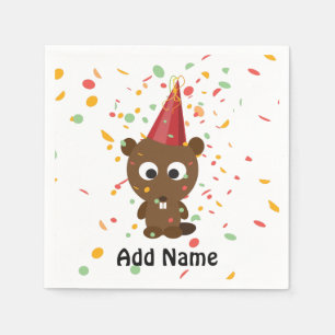 Cute Confetti Party Beaver Paper Napkins