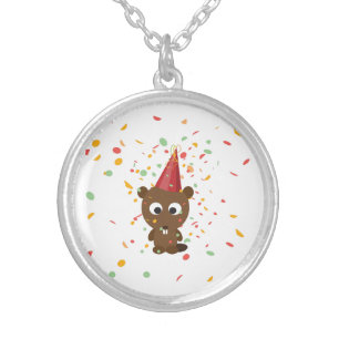 Cute Confetti Party Beaver Silver Plated Necklace