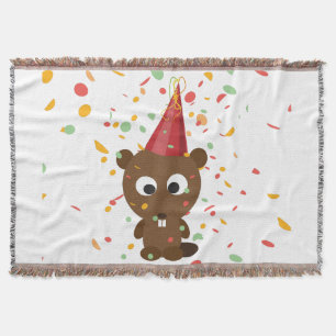Cute Confetti Party Beaver Throw Blanket