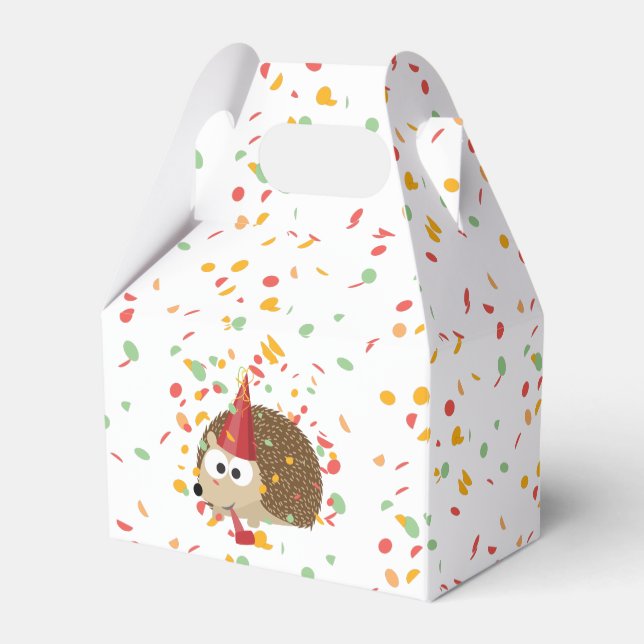 Cute Confetti Party Hedgehog Favor Boxes (Back Side)