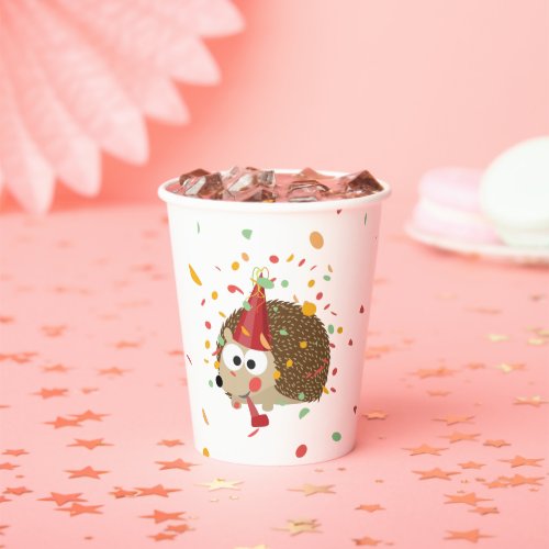 Cute Confetti Party Hedgehog Paper Cup