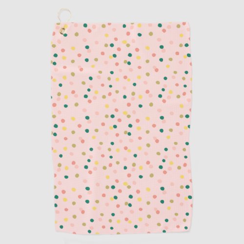Cute Confetti Polka Dots Pattern Blush Green Golf Towel