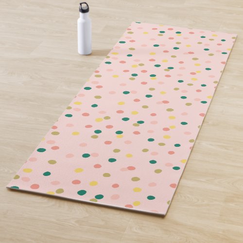 Cute Confetti Polka Dots Pattern Blush Green Yoga Mat