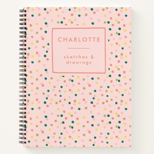 Cute Confetti Polka Dots Pattern Blush Sketchbook Notebook