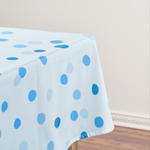 Cute Confetti Polka Dots Pattern in Blue Tablecloth