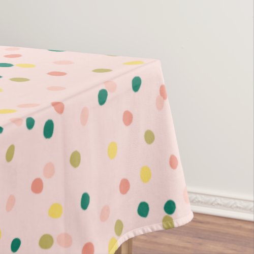 Cute Confetti Polka Dots Pattern Pink Green Tablecloth