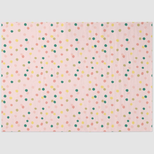 Cute Confetti Polka Dots Pattern Pink Green Tissue Paper (Front)
