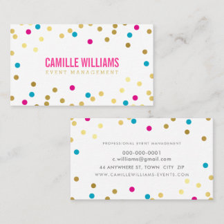 CUTE CONFETTI SPOT MINIMAL gold pink blue Business Card