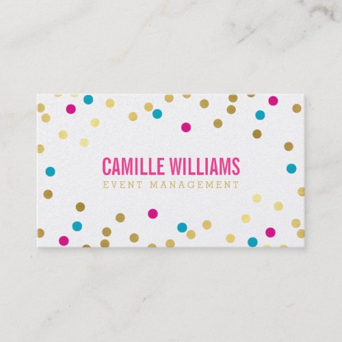 CUTE CONFETTI SPOT MINIMAL gold pink blue Business Card