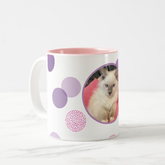 CUTE CONFETTI SPOT PHOTO modern kids pet picture Two-Tone Coffee Mug (Front Left)