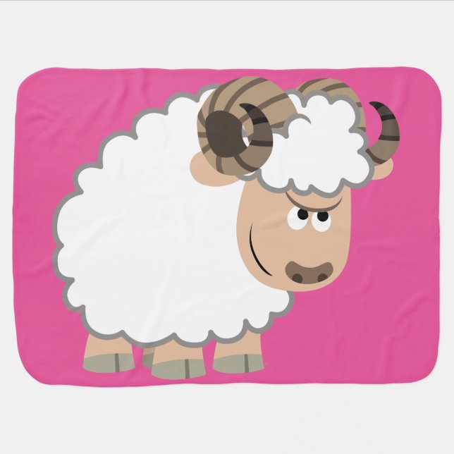 Cute Confident Cartoon Ram Baby Blanket (Horizontal)